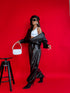 LUX leather imitation pants "BE STRONGER LD3347" - BLACK